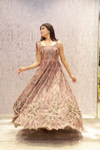 Blush-toned paneled floor-length Gown