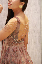 Blush-toned paneled floor-length Gown