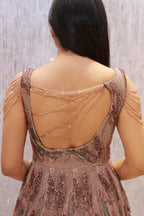 Blush-toned paneled floor-length Gown