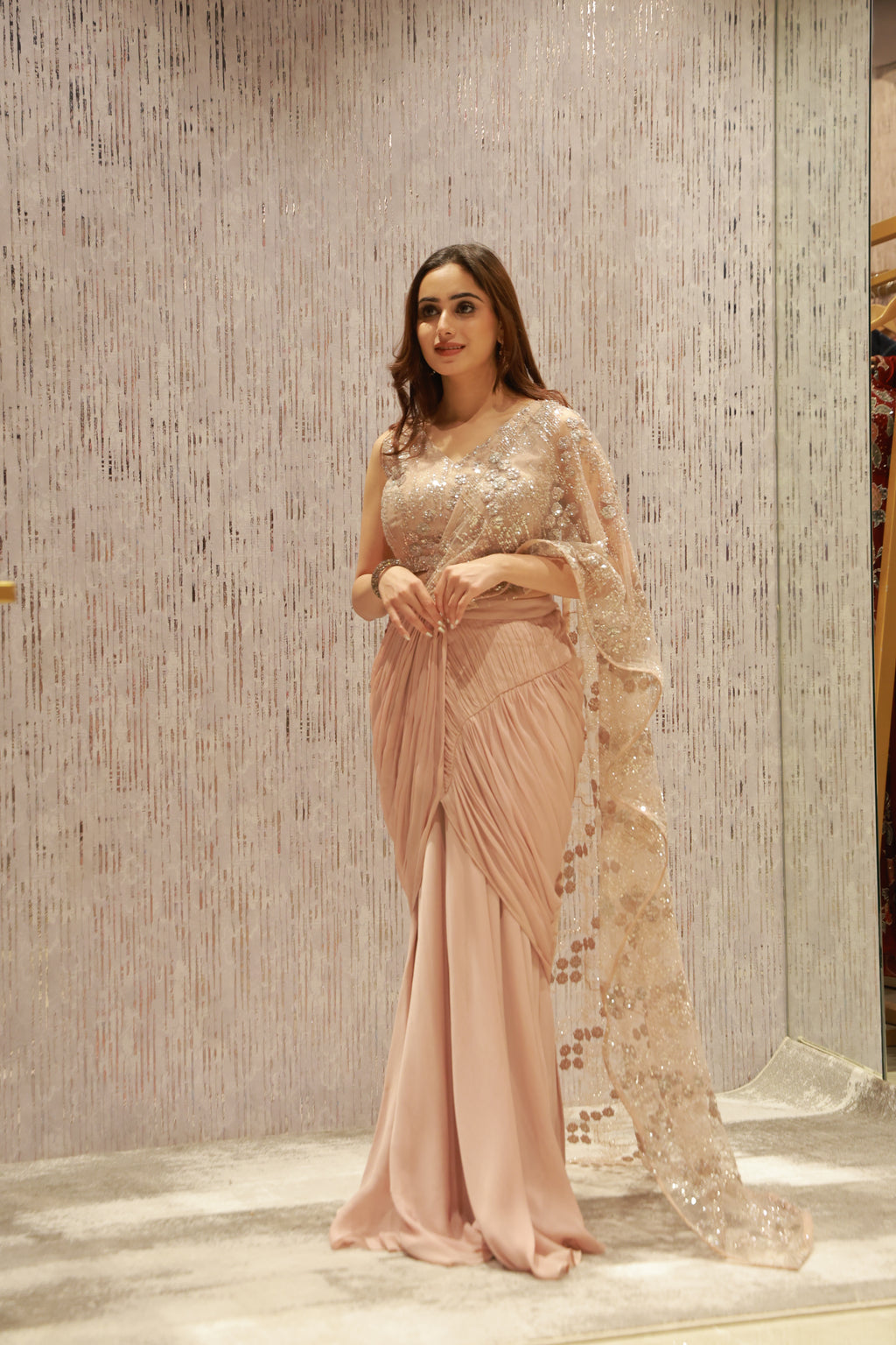 Elegant pre-draped saree