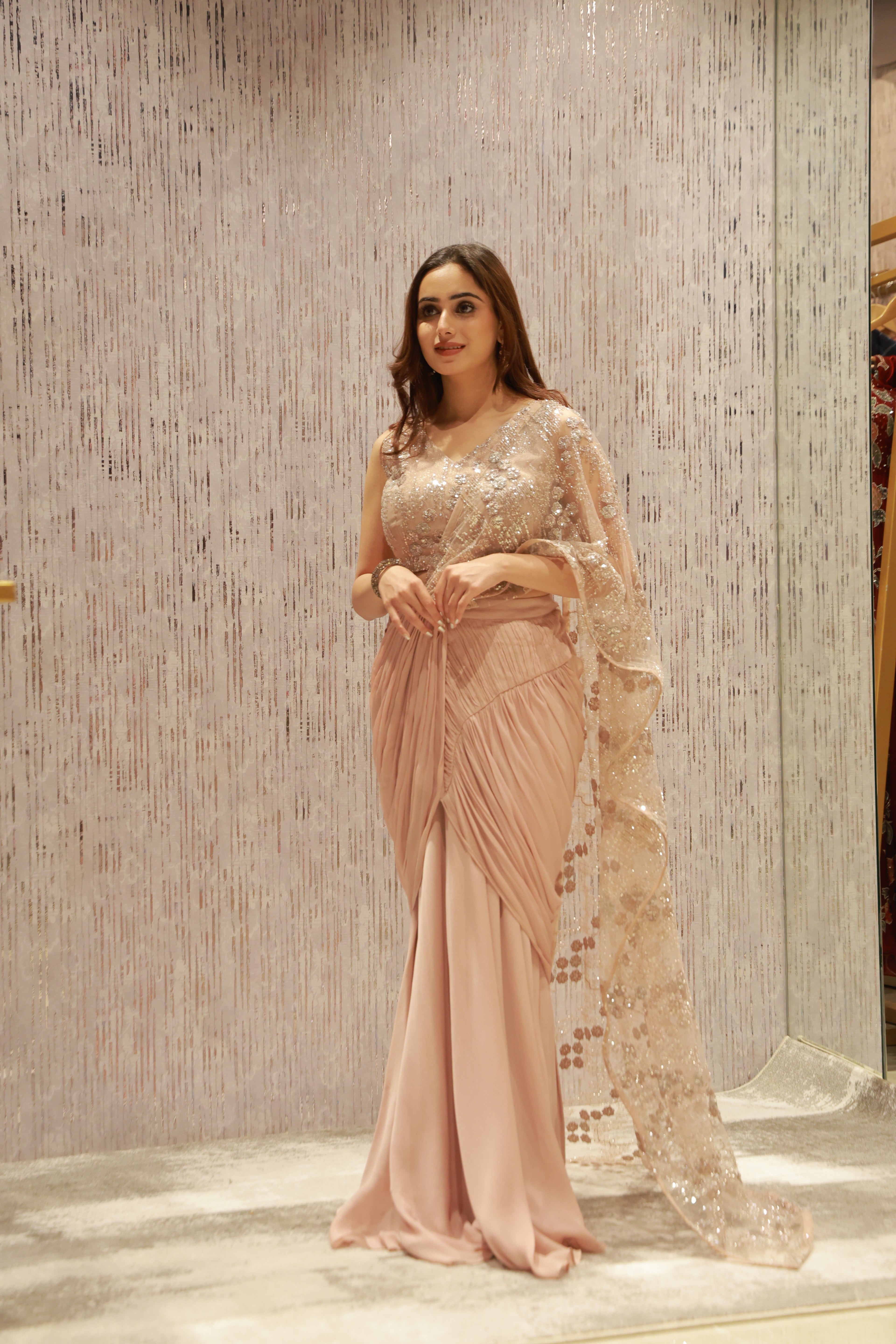 Elegant pre-draped saree