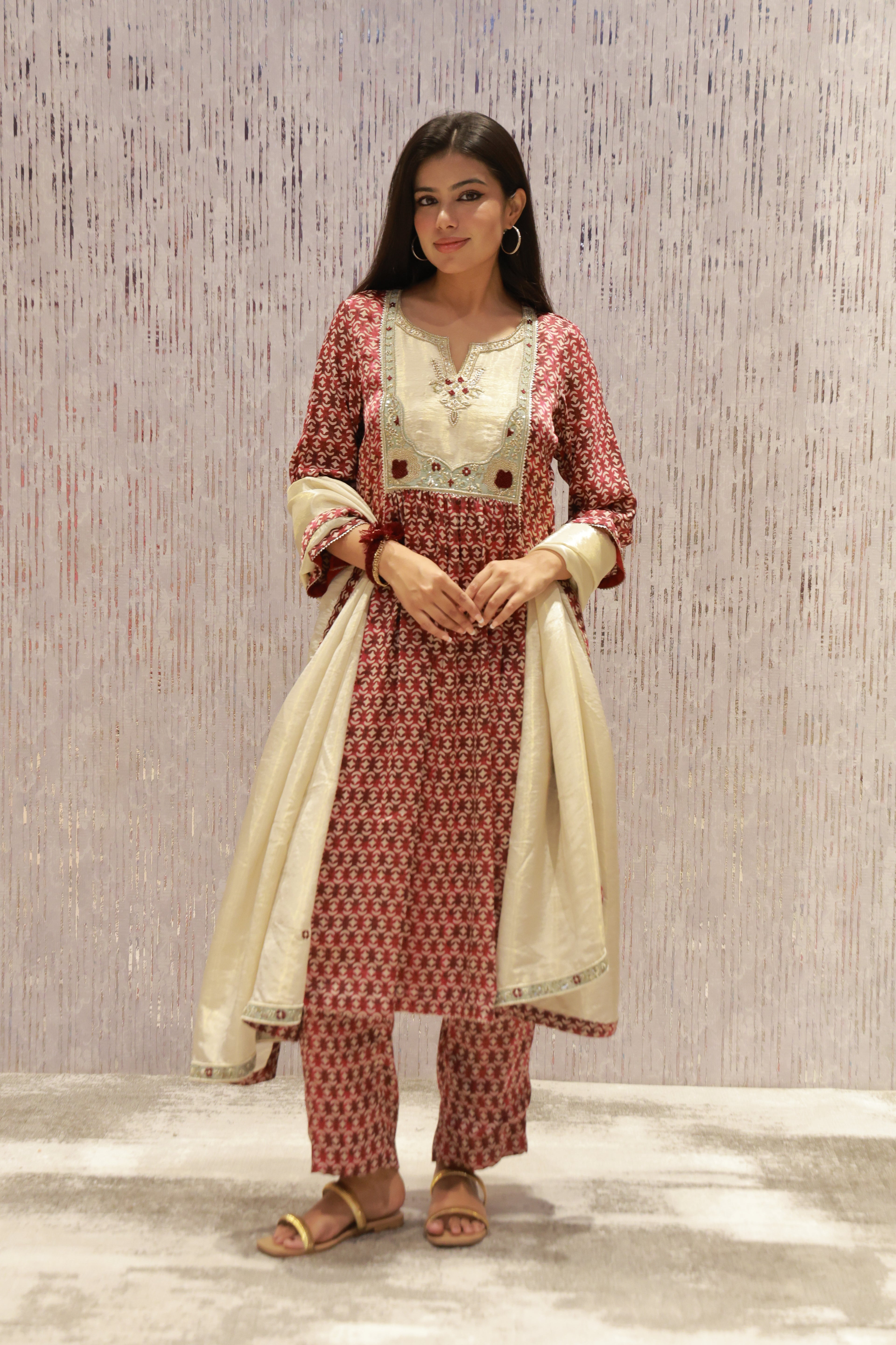 Elegant pre-draped saree
