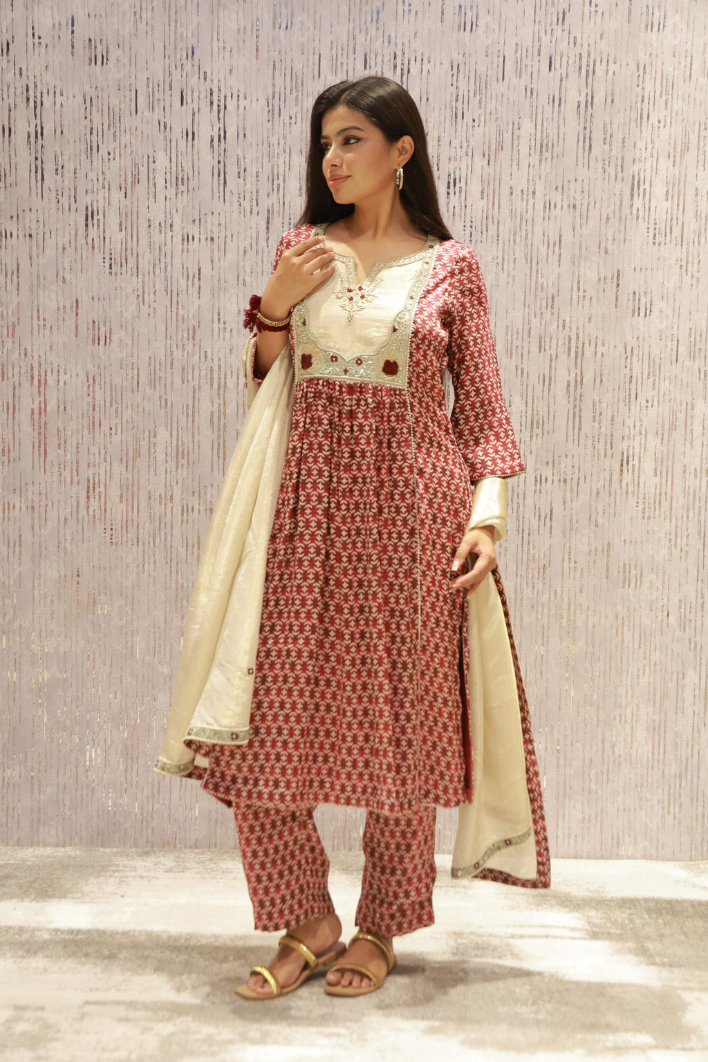 Elegant pre-draped saree