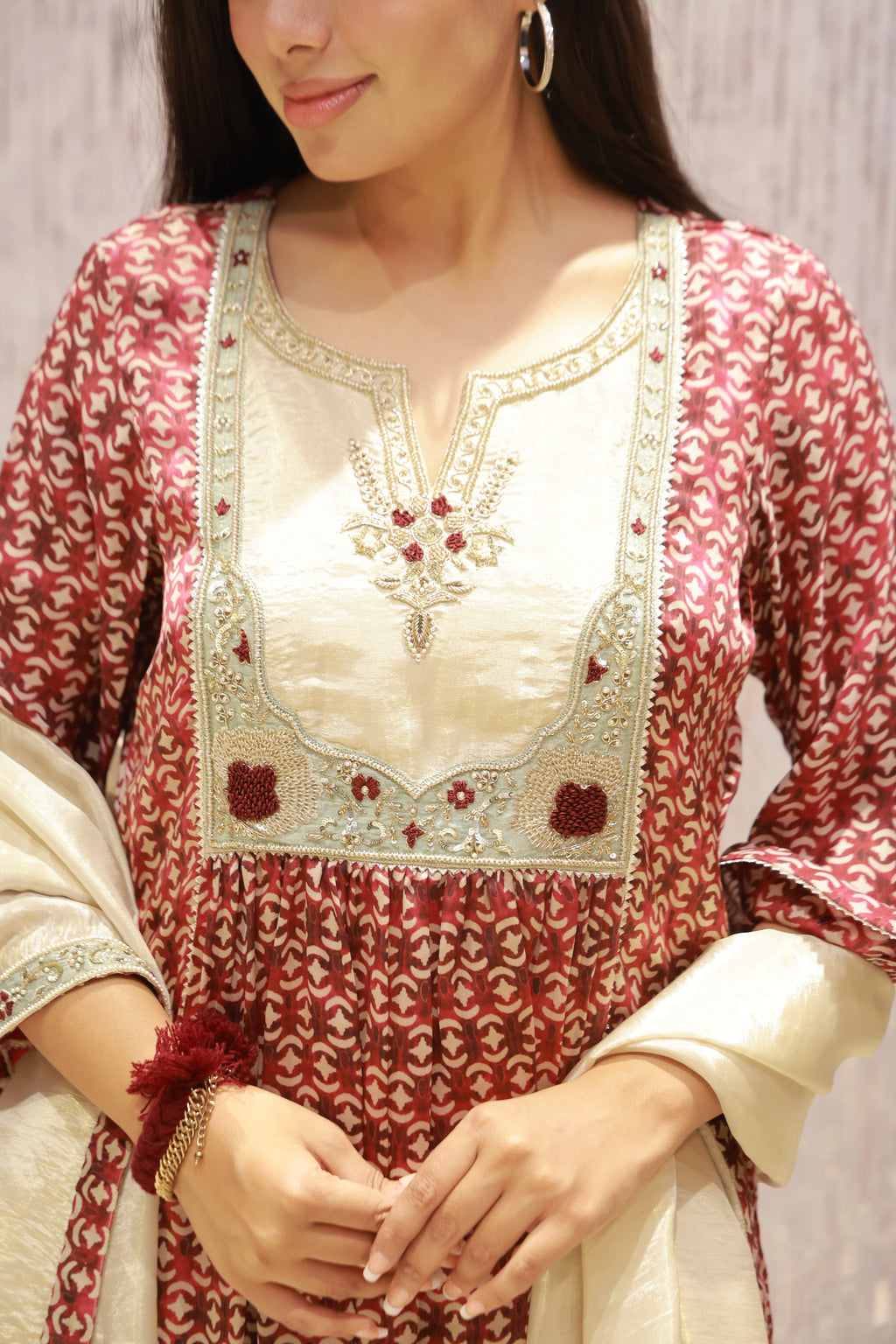 Elegant pre-draped saree