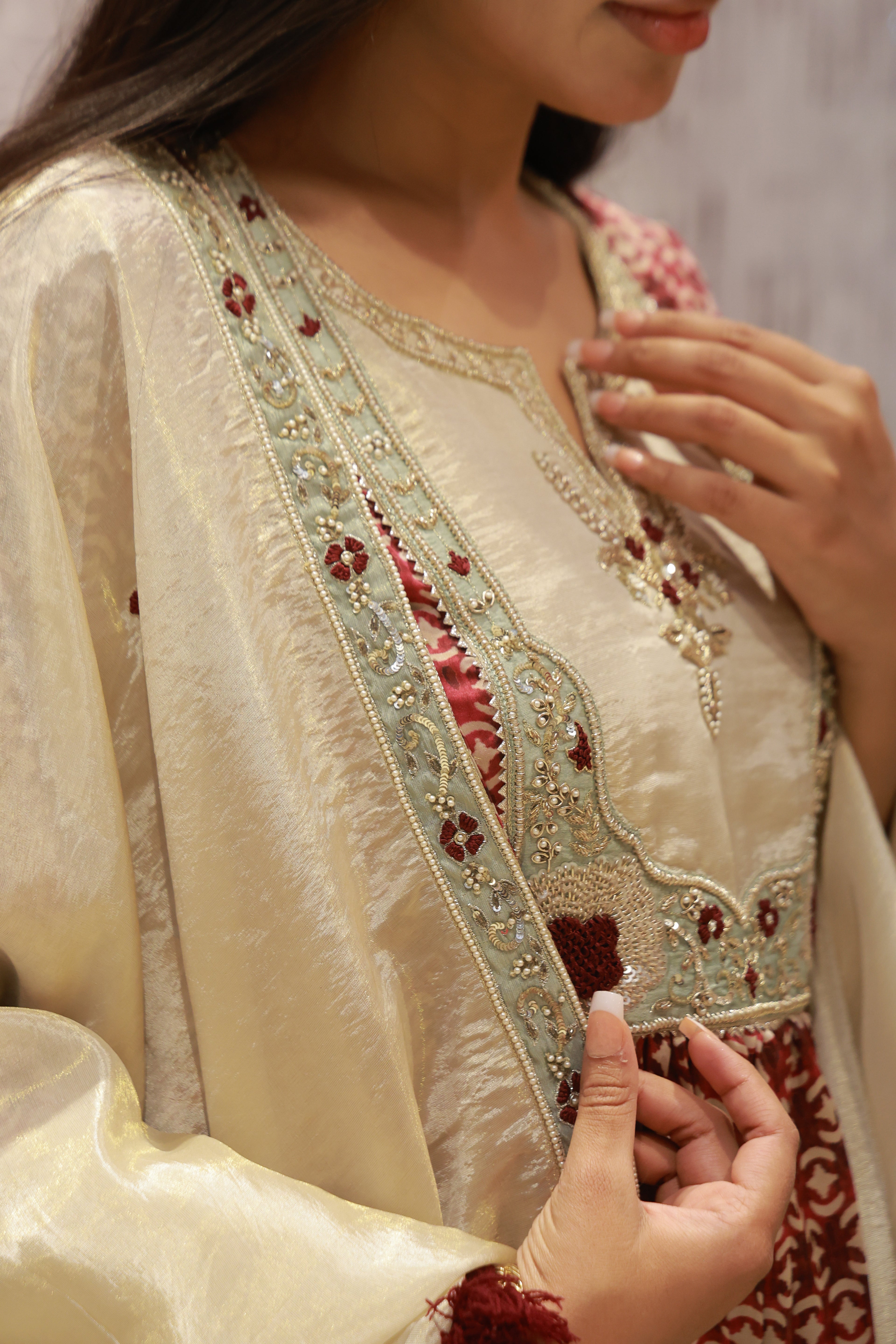 Elegant pre-draped saree