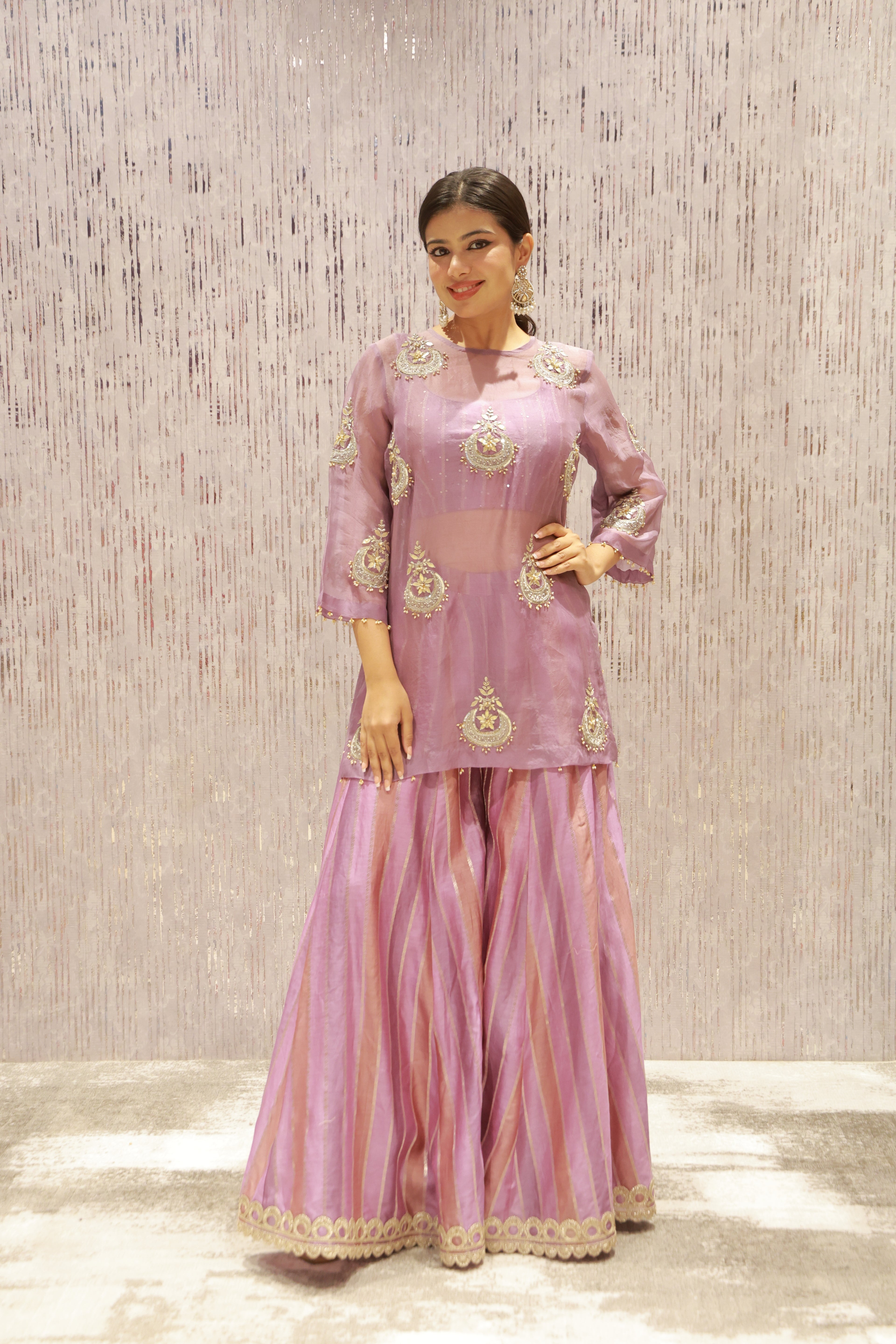 A graceful 3-piece sharara set