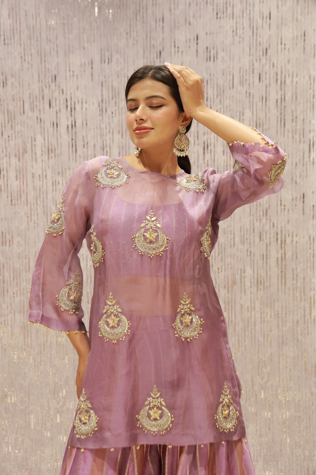 A graceful 3-piece sharara set