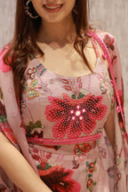 A vibrant 3-piece chiffon ensemble