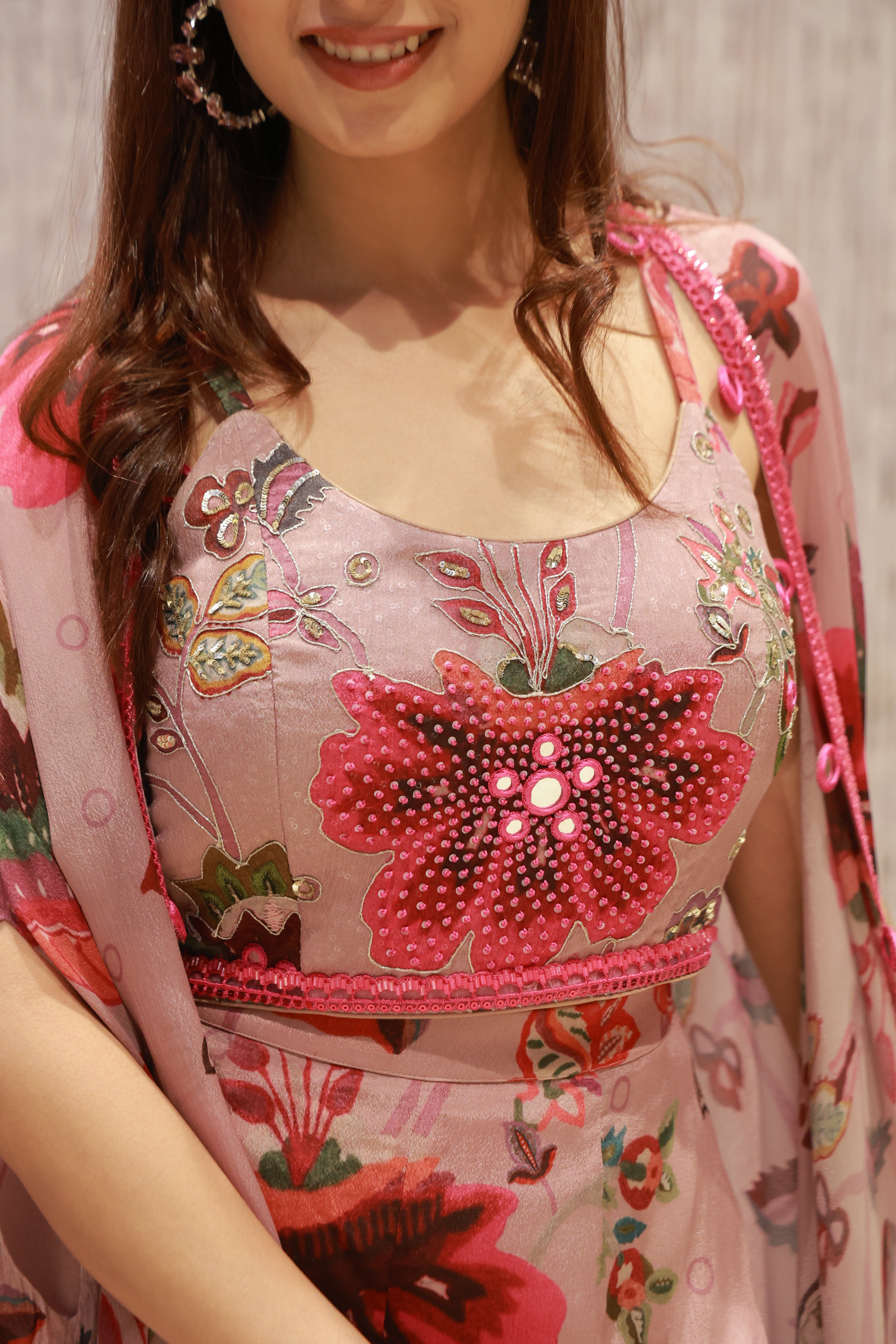 A vibrant 3-piece chiffon ensemble