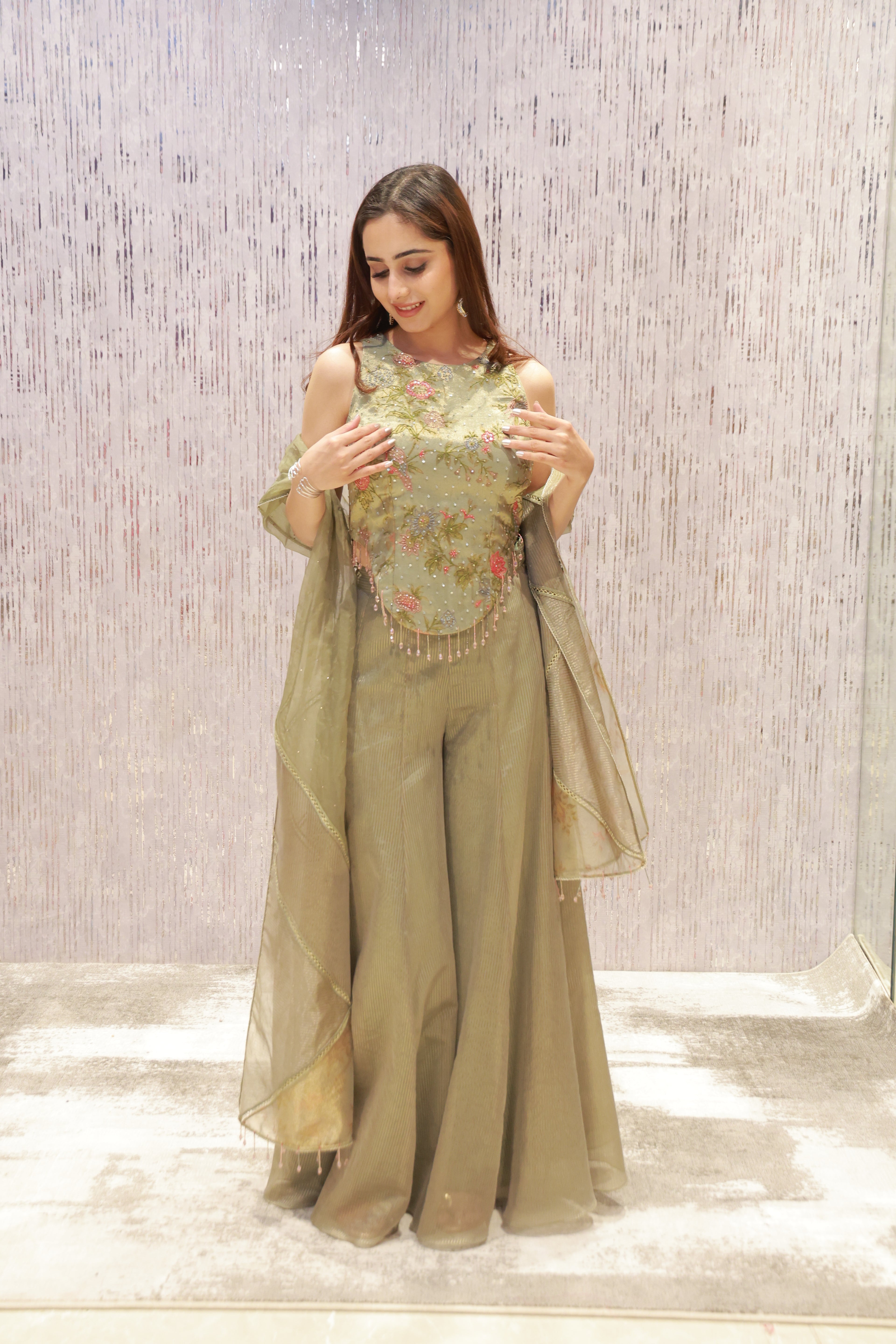 Elegant aqua green ensemble
